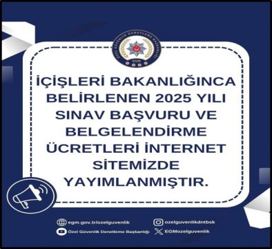  2025 yılı sınav başvuru ve belgelendirme ücretleri